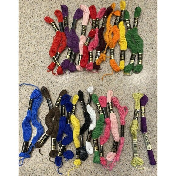 Cross Stitch Floss Needle Work Embroidery Threads Lot 28 Piece Janlynn DMC - Picture 1 of 5